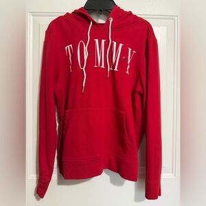 Tommy Hilfiger Red Pullover Hoodie with White Lettering